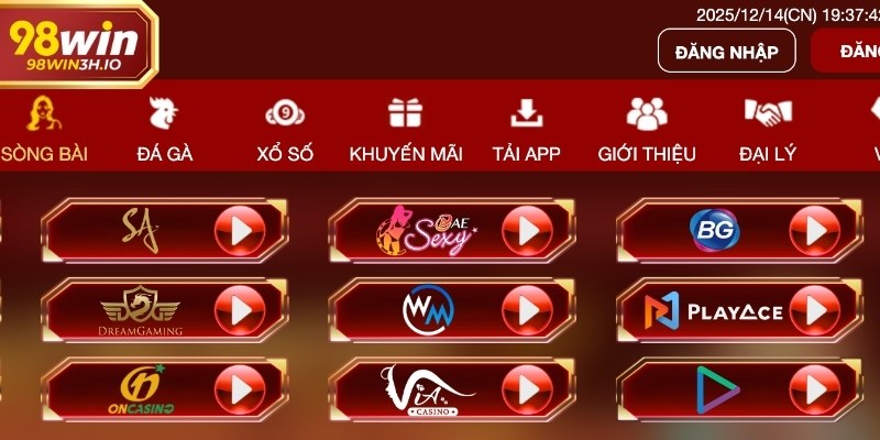 Các trò casino phổ biến được nhiều hội viên lựa chọn tại 98win