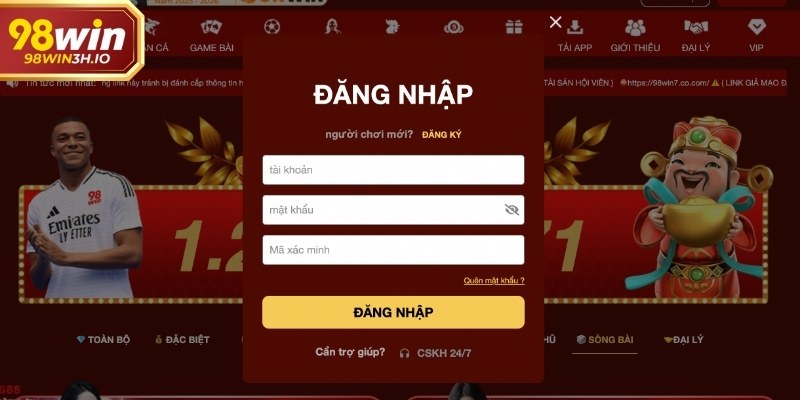 Quy trình đăng nhập 98win được tối ưu để hạn chế lỗi truy cập